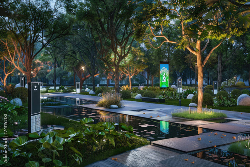 A harmonious blend of technology and nature in an urban park