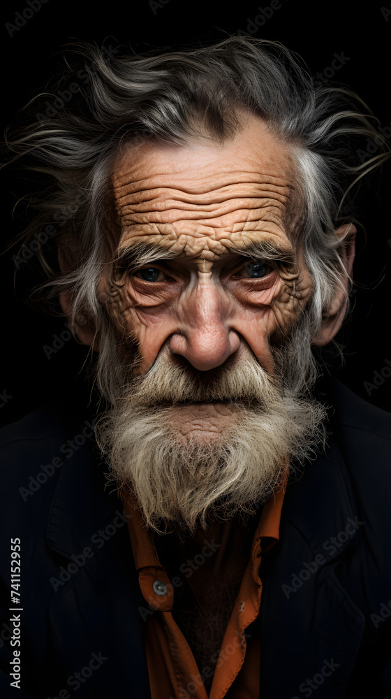 Oldest man in the world wrinkled full frame on dark backround Oldest man in the world wrinkled full frame on dark backround