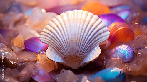 The summer theme is a variety of colorful seashells