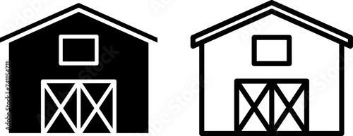 barn icon, sign, or symbol in glyph and line style isolated on transparent background. Vector illustration