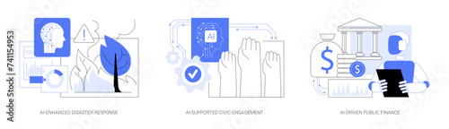 AI in Public Services abstract concept vector illustrations.