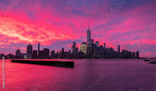 New York City Skyline at sunrise. 
