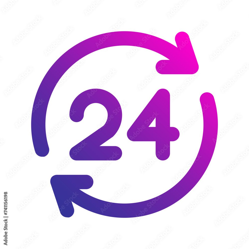 24 hours support gradient icon 24 hours support gradient icon