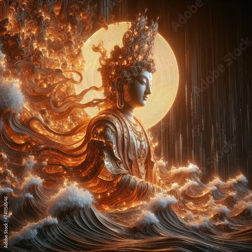 Mazu(the Chinese sea goddess) with Generative AI. photo