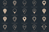 set of pin location maps abstract logo