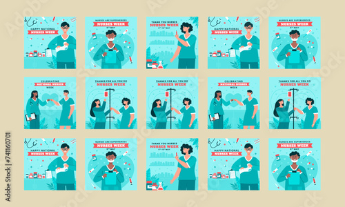 Fototapeta Naklejka Na Ścianę i Meble -  happy national nurses day vector flat design