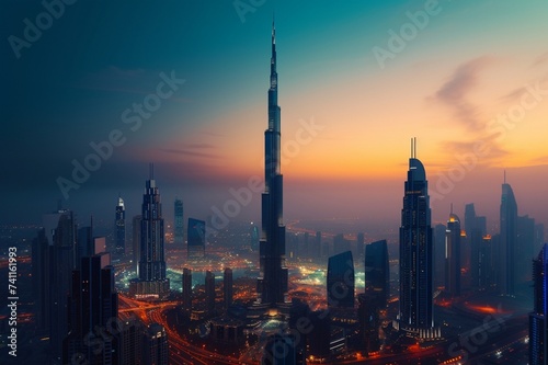 city skyline at sunset © Azli art