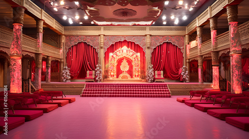 Indian wedding decor a mandap adorned with vibrant flowers,cultural heritage, Indian culture, event, ceremony backdrop, marriage hall background photo