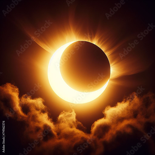  eclipse solar parcial, donde el sol parece estar casi cubierto, dejando visible solo un creciente luminoso.