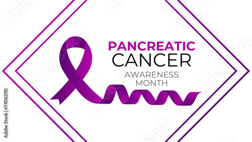 World Pancreatic Cancer Day vector. Purple pancreatic cancer awareness ribbon icon vector isolated on a white background. Important day. Holiday concept. cover, banner, poster. Vector illustration