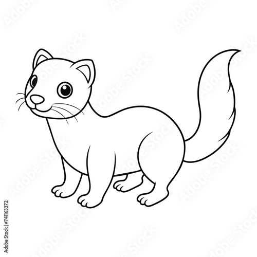 Vector cartoon cute Weasel coloring page for kids.