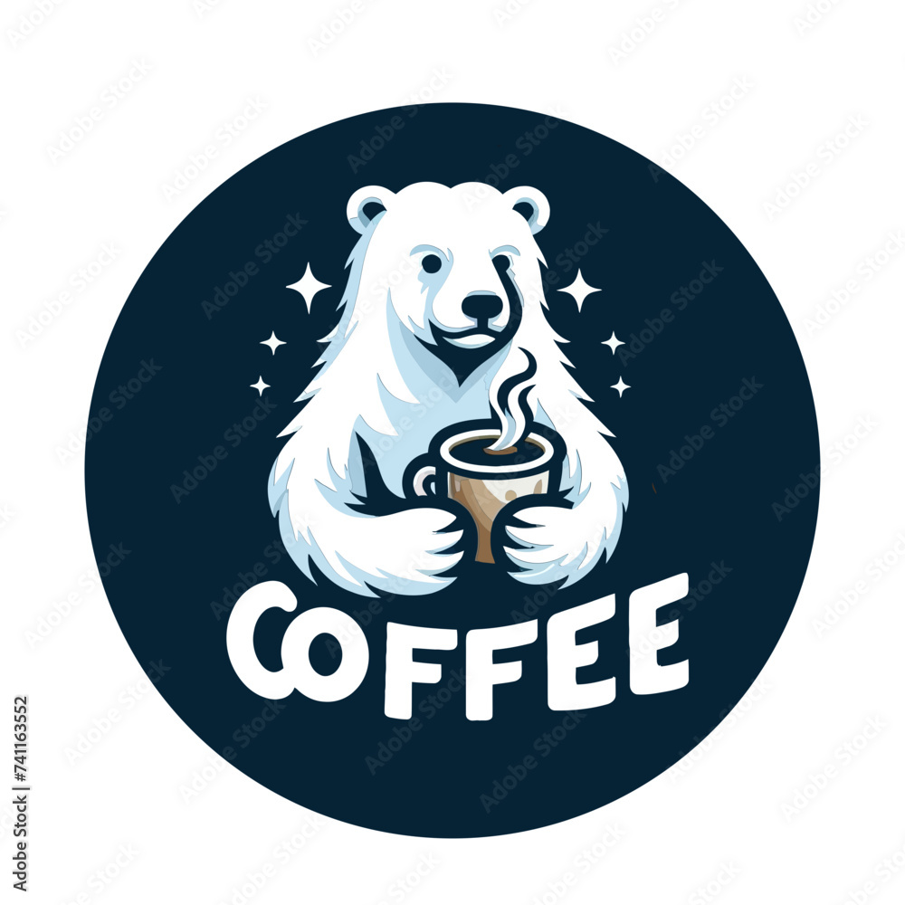 The Polar Bear Coffee Logo Holding a Caffee Cup is the perfect symbol for the sophisticated world of coffee. 