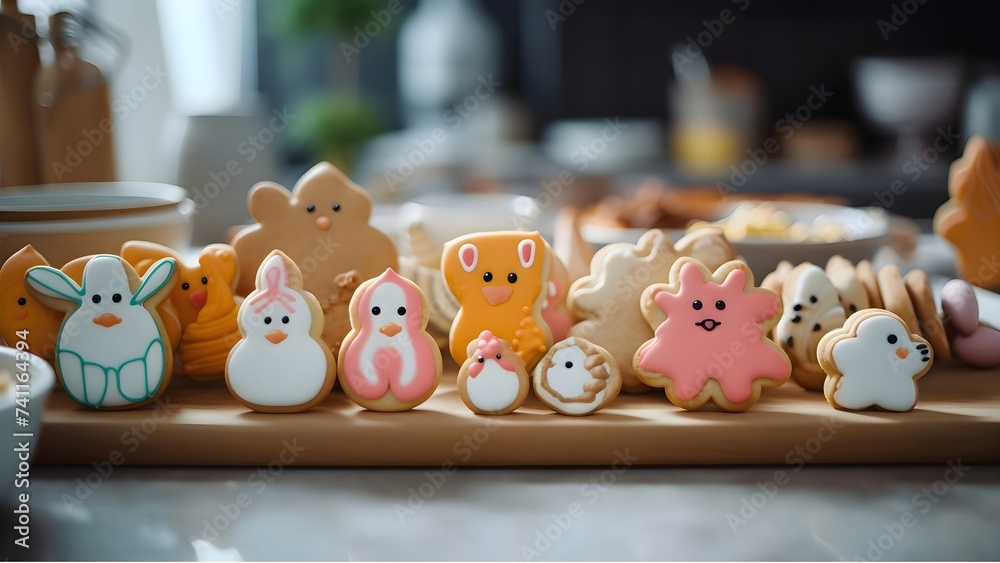 Obraz premium Colorful Easter Eggs Bunny Sweets Delight