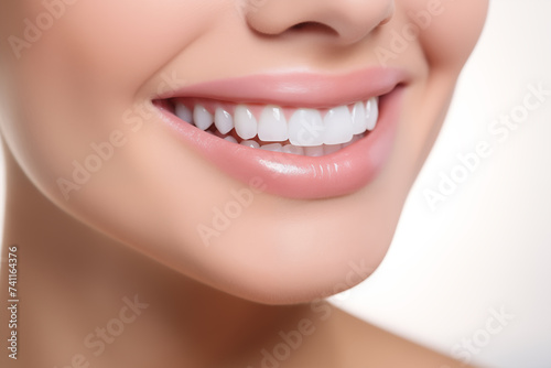 beautiful woman's white teeth for an advertising