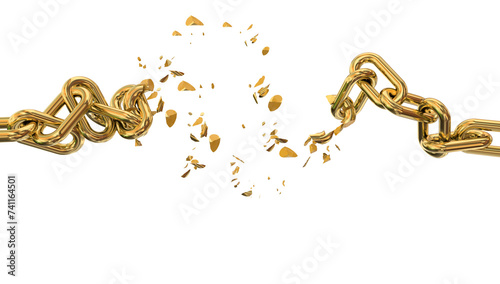Foto chain breaking  break metalic parts crisis isolated - 3d rendering
