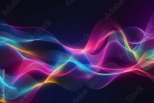 The image can be described as Dynamic Abstract Art with Blue and Purple Waves