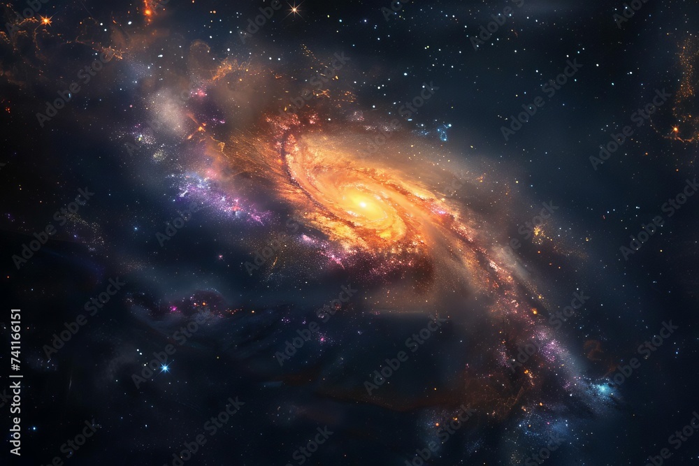 Stunning cosmic scene with a colorful galaxy Nebula And stars Creating a mesmerizing and expansive view of the universe