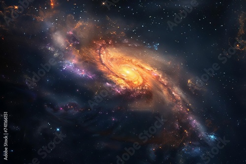 Stunning cosmic scene with a colorful galaxy Nebula And stars Creating a mesmerizing and expansive view of the universe