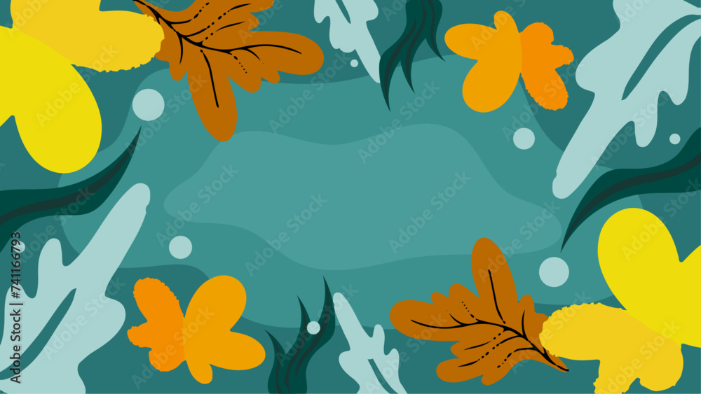 Colorful colourful vector illustrated floral spring background with flowers and leaves