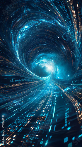 Matrix digital storm chaotic swirls of code representing data chaos