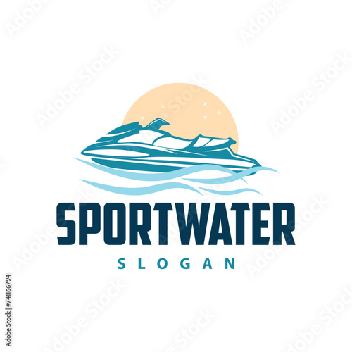 Jet ski logo marine sport jetski brand logo badge template extreme water racing vector business design