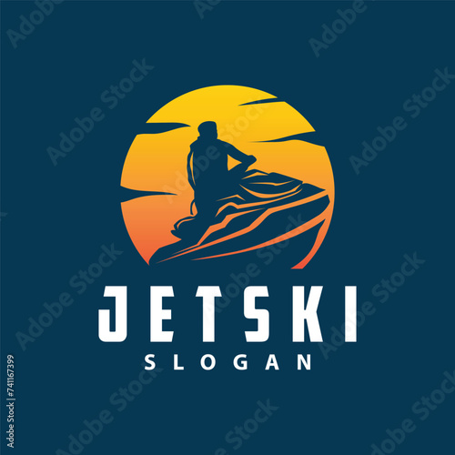 Jet ski logo marine sport jetski brand logo badge template extreme water racing vector business design