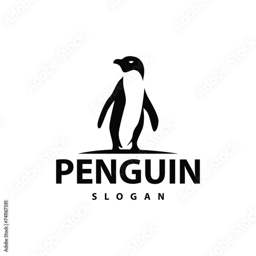 Abstract penguin logo product badge flat vector abstract template polar bird simple animal