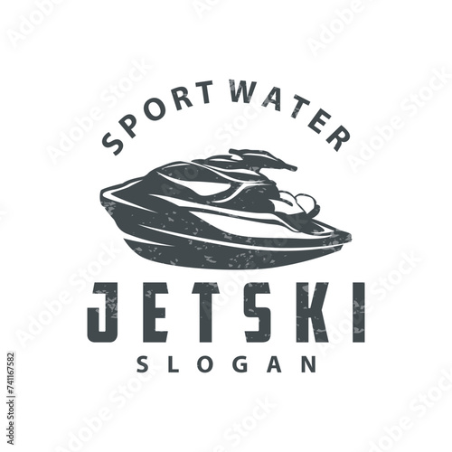 Jet ski logo marine sport jetski brand logo badge template extreme water racing vector business design photo