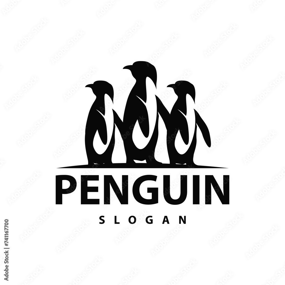 Obraz premium Abstract penguin logo product badge flat vector abstract template polar bird simple animal