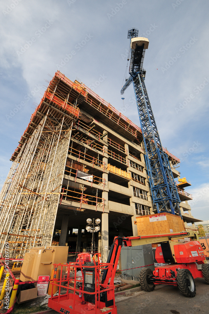 The construction site of The Derby Roosevelt Row Apartments buildings