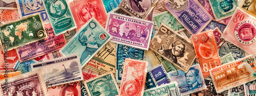 A collection of vintage stamps  famous monuments and landmarks.