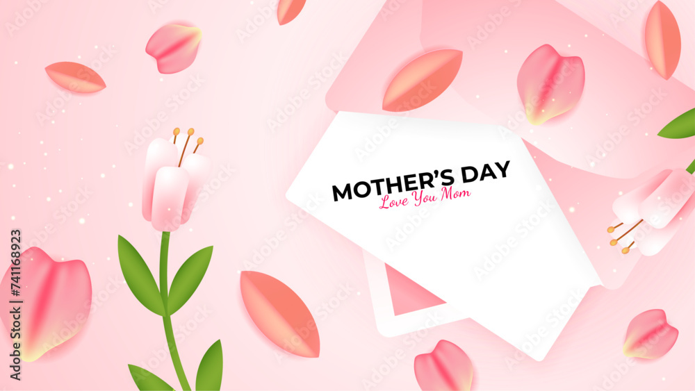 Pink white and green happy mother's day abstract background vector. Luxury minimal style Pink white and green happy mother's day abstract background vector. Luxury minimal style