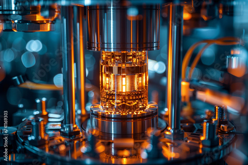 Quantum Computing breakthroughs visualized through high impact editorial photography highlighting complex machinery and innovative labs with a magazine quality finish to detail its significance photo