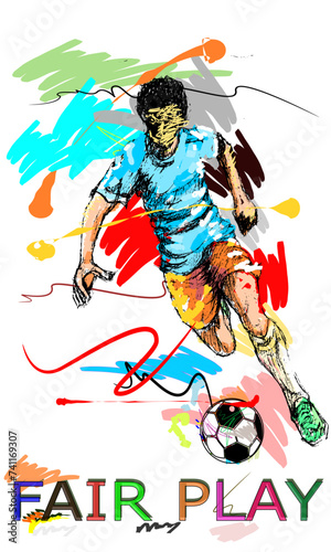 action football speed sport art and brush strokes style. © pichart99thai