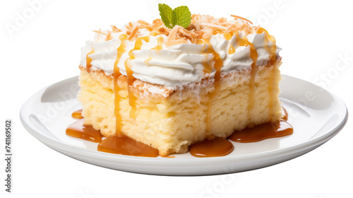 Triple Soaked Tres Leches Delight on transparent background