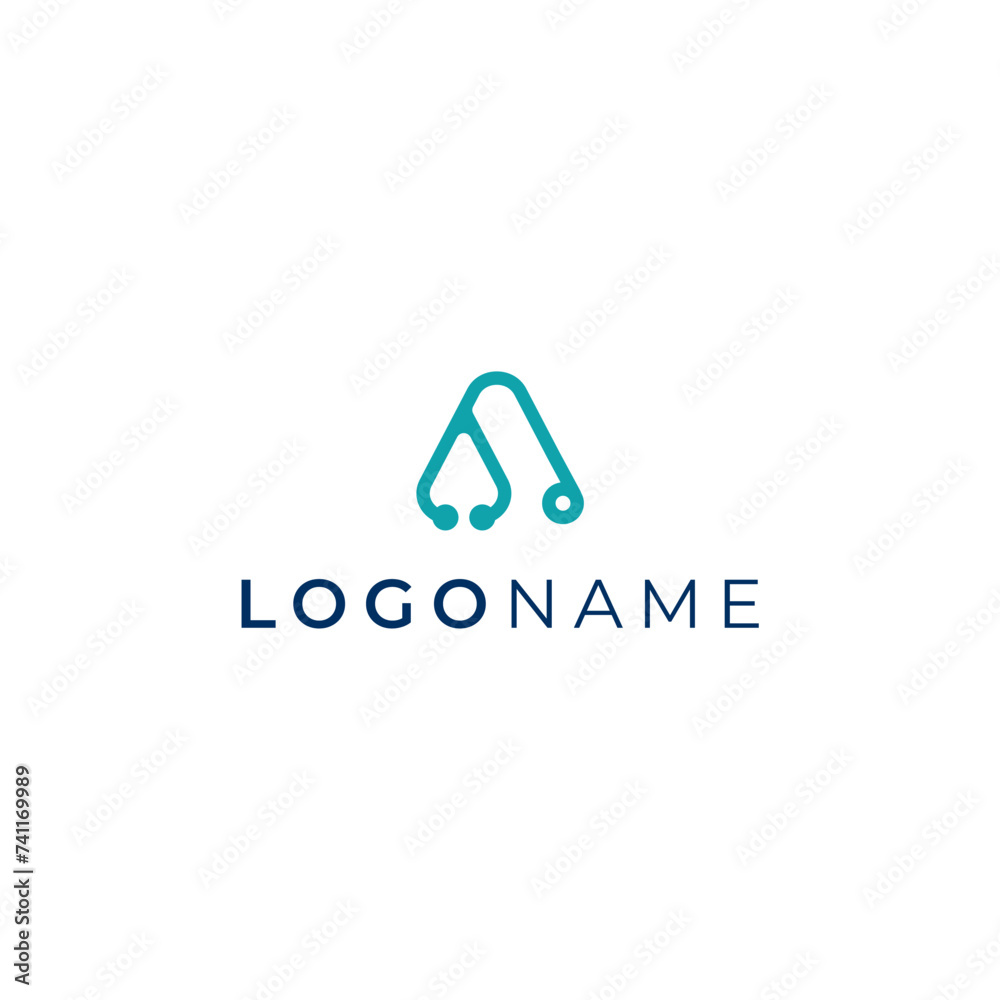 stethoscope and letter A logo concept for medical company