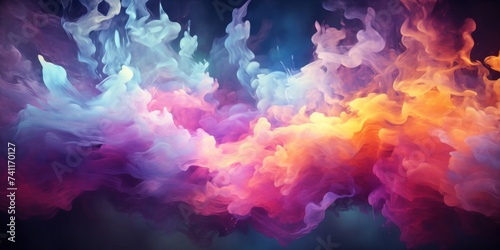 Colorful Cloud of Smoke on Black Background Generative AI photo