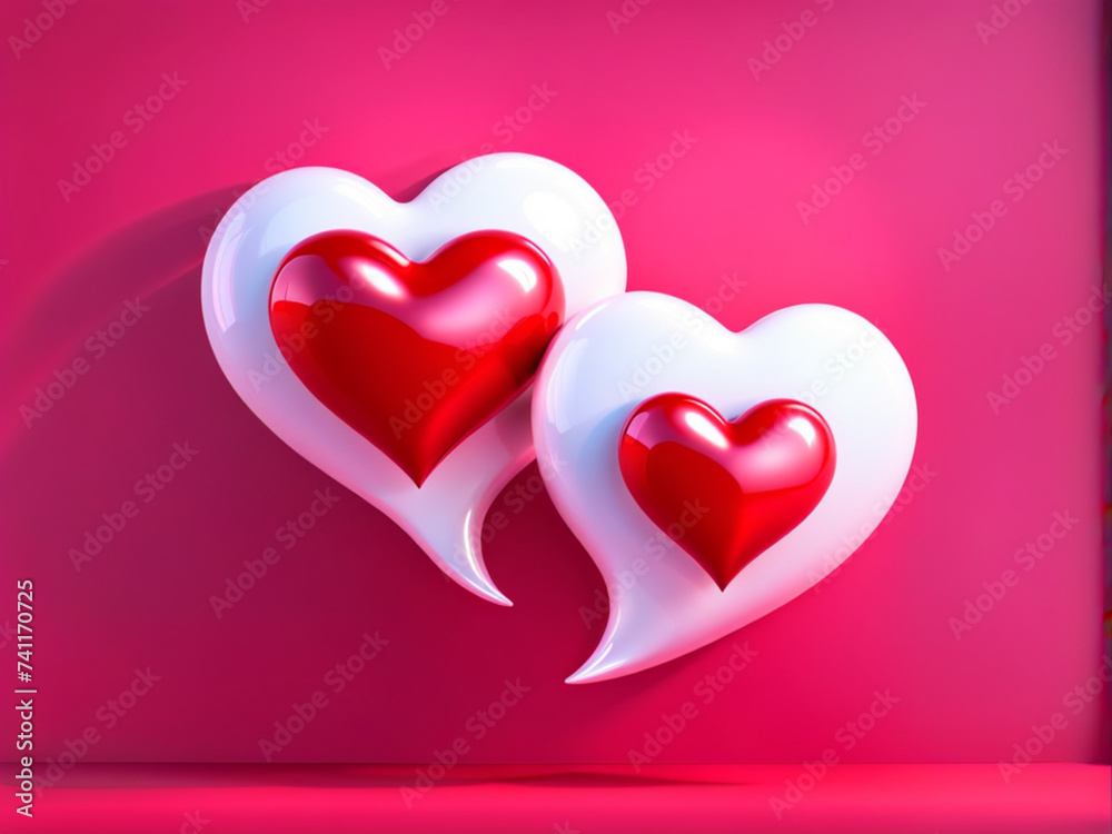 Bubble heart chat symbol icon floating on isolated background. social media online love concept. sms, chat, message, communication, communicate happy valentines day. 3d render illustration