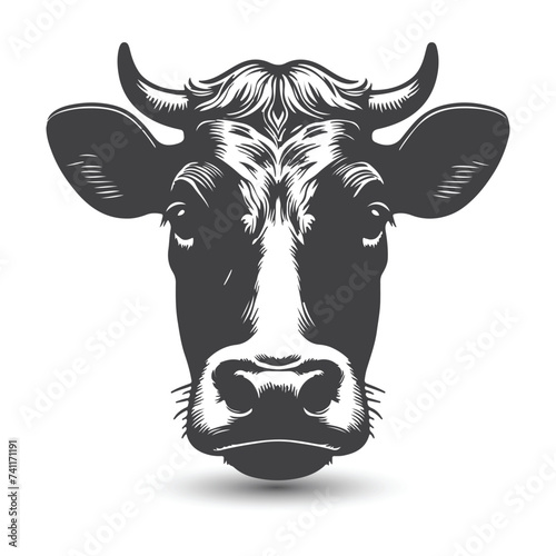 Cow and bull head icon. abstract cows head