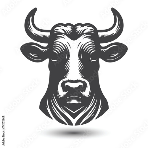 Cow and bull head icon. abstract cows head