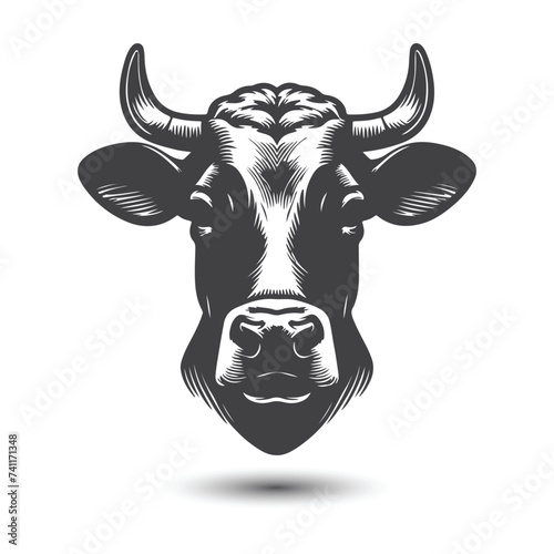 Cow and bull head icon. abstract cows head