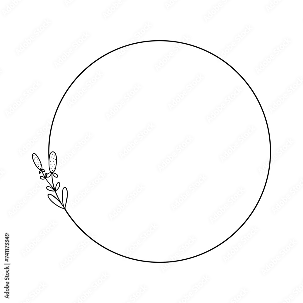 Flower Circle Frame Line art for decorative template or artwork Flower Circle Frame Line art for decorative template or artwork
