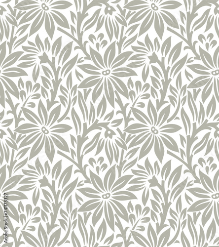 Seamless floral wallpaper design on white background