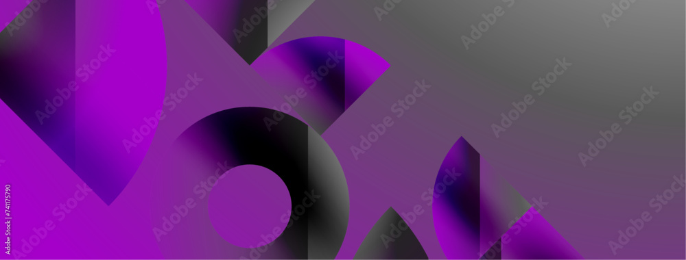 Triangles, lines and round shapes - dynamic geometric abstract background. Visual symphony of shapes and lines design for wallpaper, banner, background, landing page, wall art, invitation, prints
