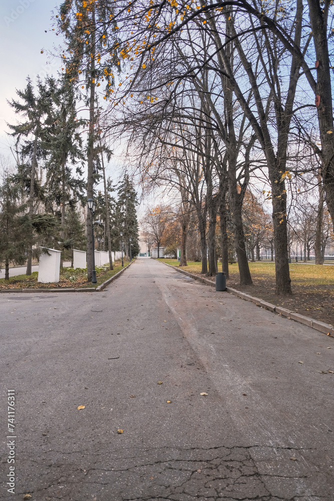 central alley in Gorky Park in Moscow in autumn
