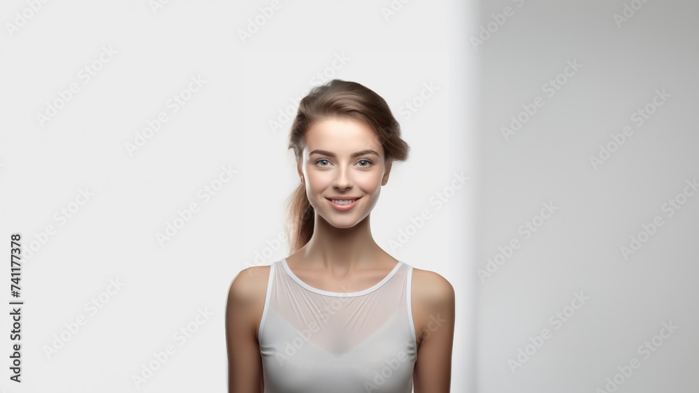 3D-rendered portrait featuring a beautiful woman adorned in a fashion-forward white silk dress, exuding enchantment and grace. Generative AI. 3D-rendered portrait featuring a beautiful woman adorned in a fashion-forward white silk dress, exuding enchantment and grace. Generative AI.