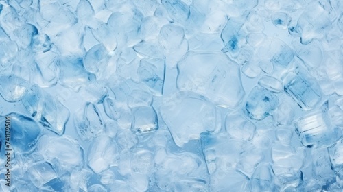 Blue ice background. Frozen water texture