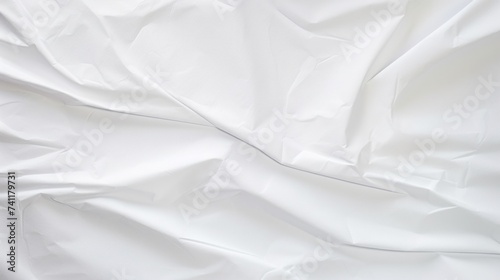 White crumpled paper background. Empty wrapped papper texture