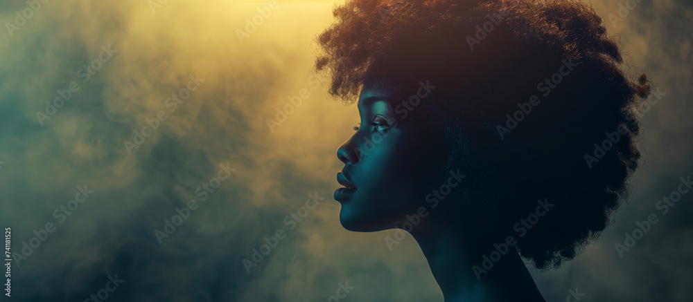 Mystique at Dusk: African Beauty Profile in Hazy Amber Light