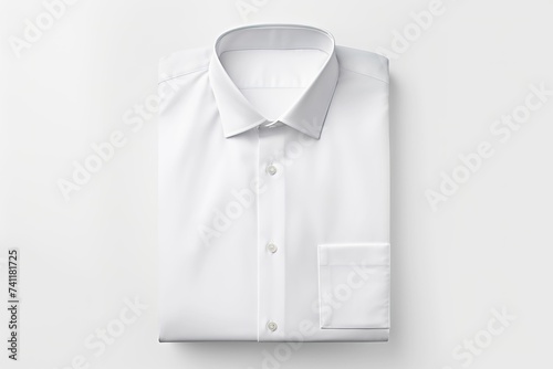 Men's white shirt isolated on white, neatly folded flat white shirt, men's shirt mockup, shirt sale, shopping website category icon
